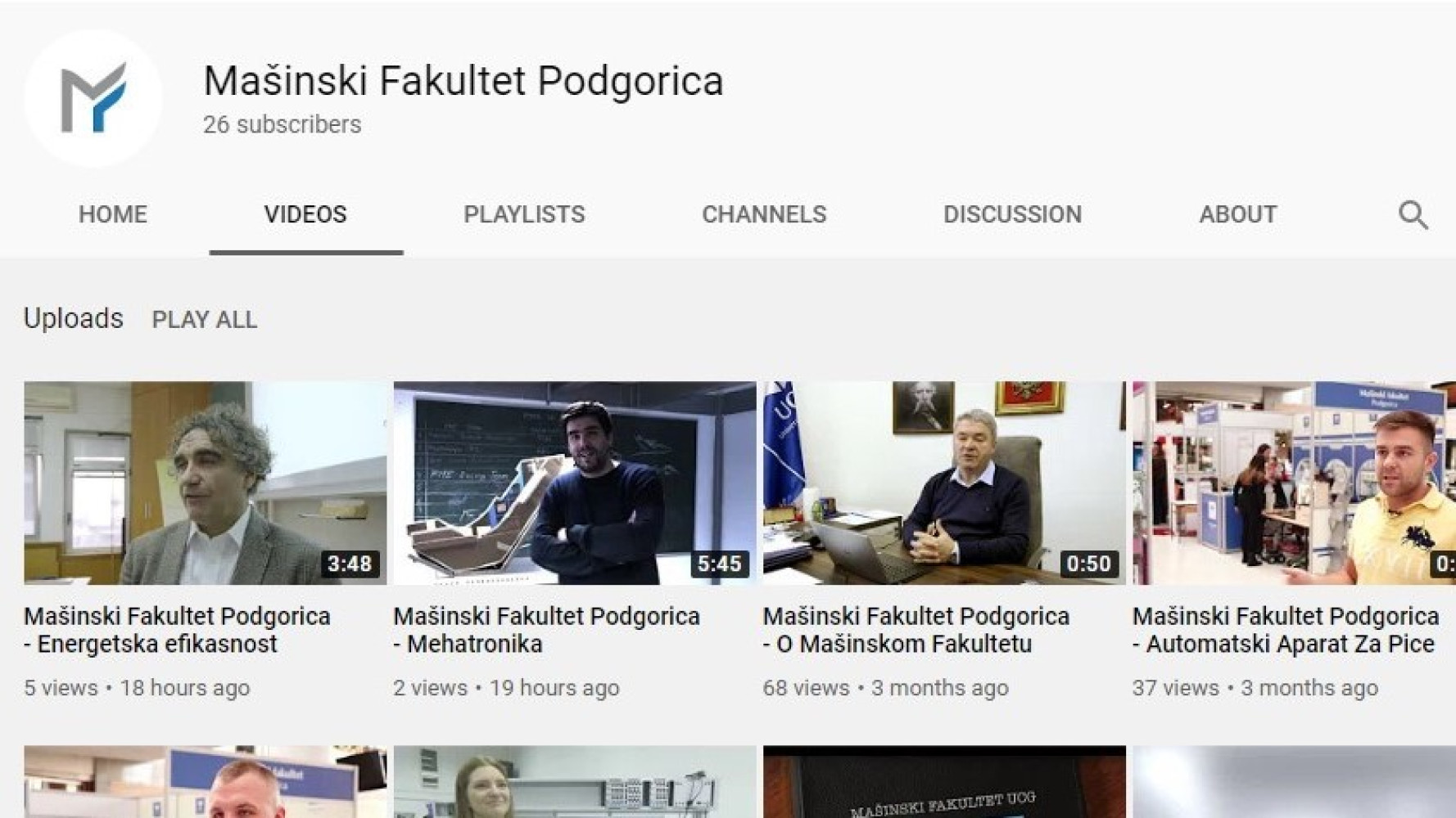 NOVA YouTube STRANICA MAŠINSKOG FAKULTETA U PODGORICI
 
 
 
 
 
 LINK